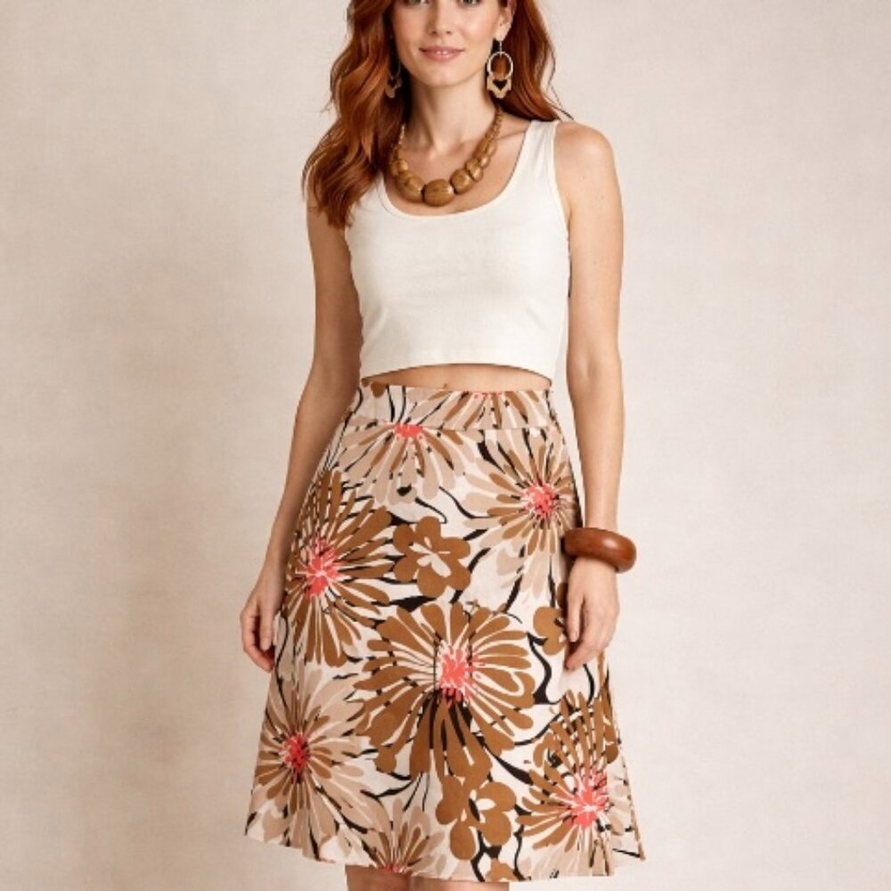 Willi Smith women's cotton skirt size 8/10 retro boho tropical